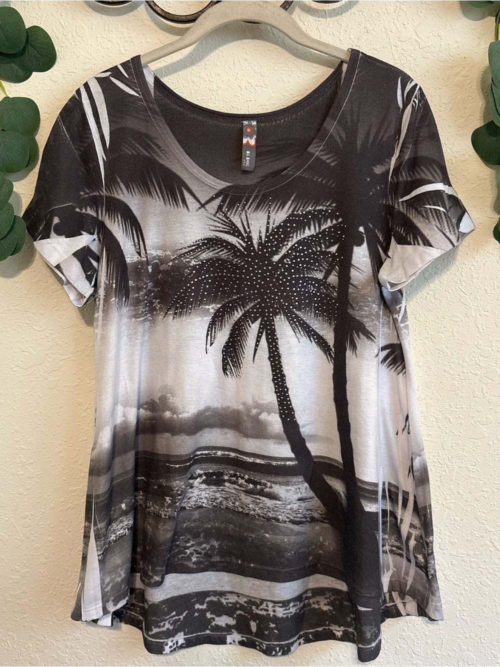 Y2K Tropical Rhinestone Palm Tree Top💕